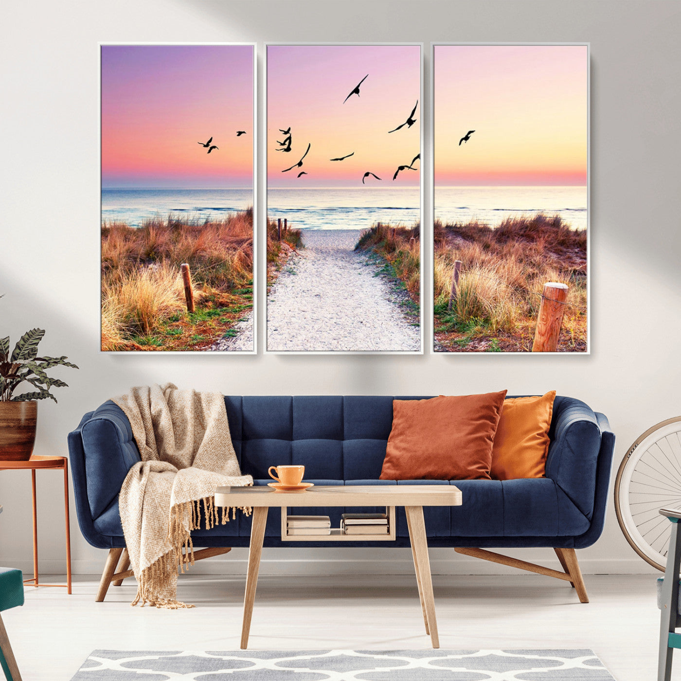 54411-MGV-CV-36X24-Coastal Path Sunrise Wall Art – Serene Ocean Canvas Print, Beach Landscape Decor for Living Room, Bedroom or Office, Peaceful