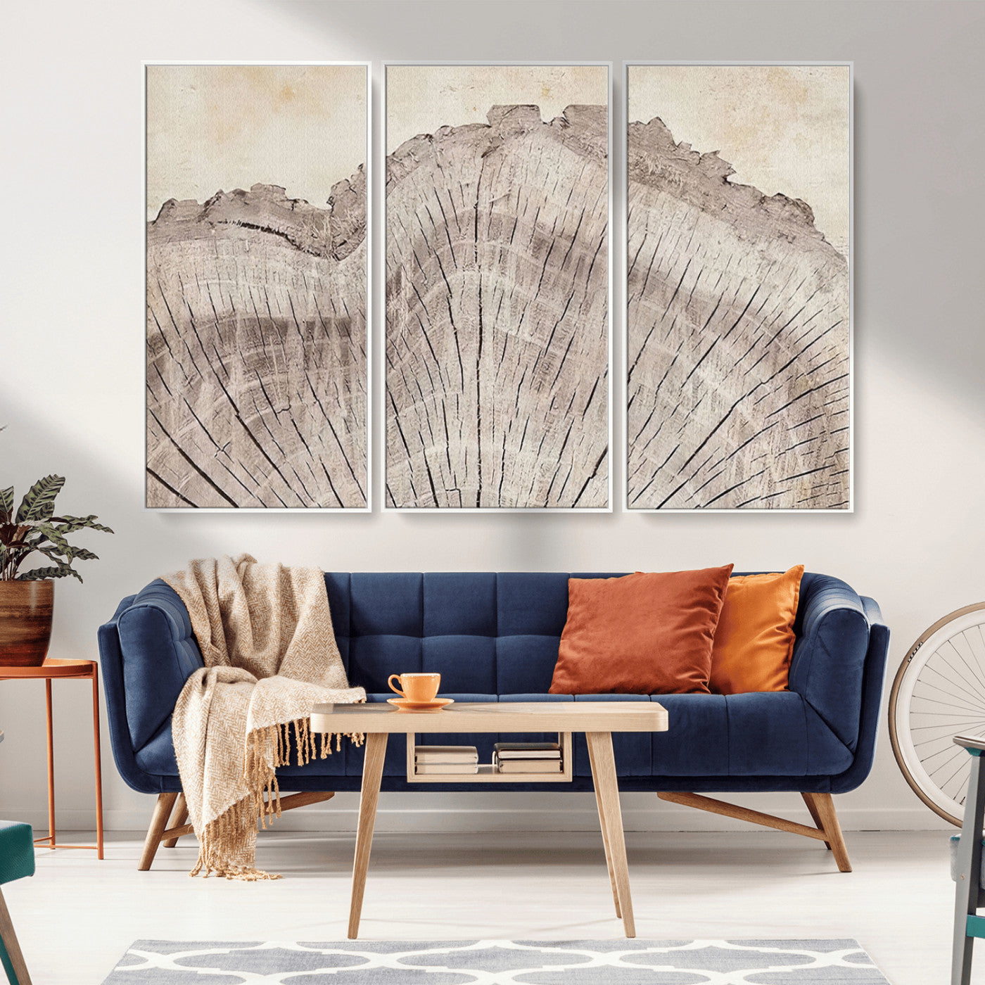 67528-MGV-CV-36X24-Wood Ring Wall Art Canvas Print, Framed Tree Ring Art Picture Print, Rustic Tree Ring Perfect Neutral Boho Decor Artwork