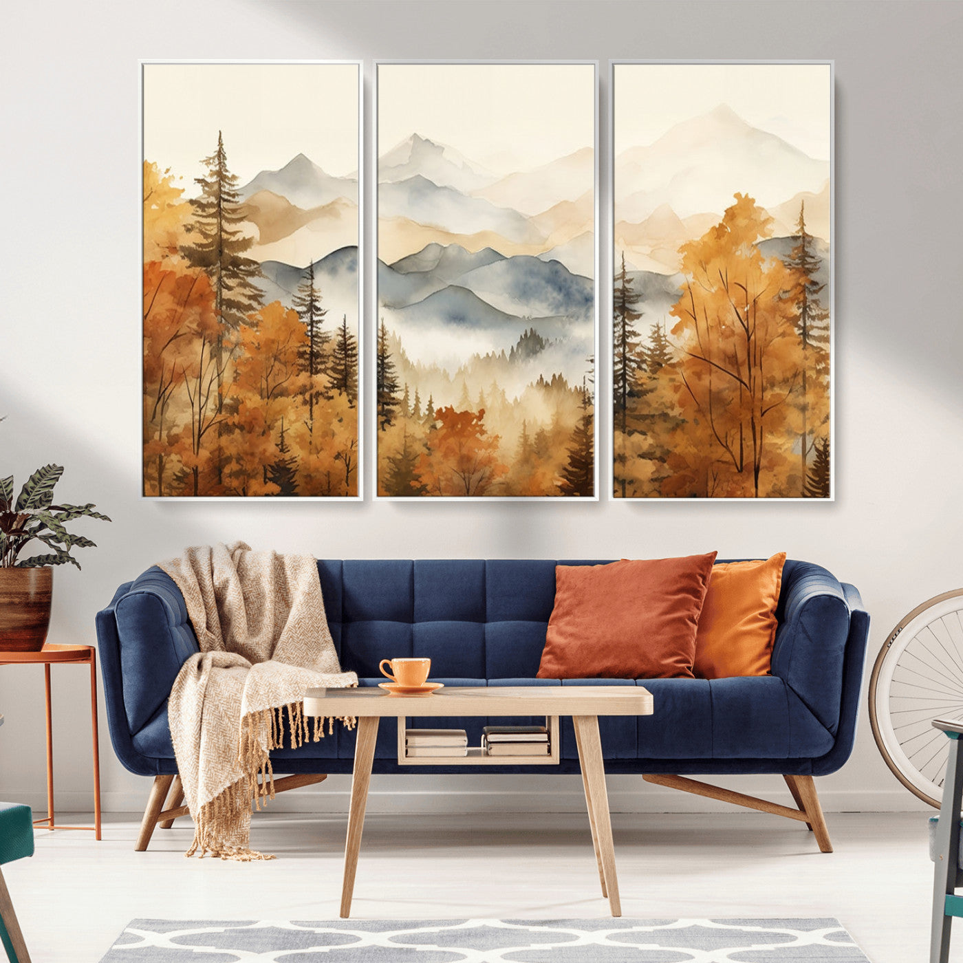 72950-MGV-CV-36X24-Autumn Mountain Forest Wall Art – Golden Fall Landscape Canvas Print, Nature-Inspired Home Decor for Living Room, Bedroom or