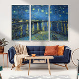 94605-MGV-CV-36X24-Starry Night Over the Rhone Wall Art – Vincent van Gogh Canvas Print, Famous Impressionist Painting for Living Room, Office