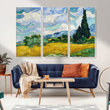 97252-MGV-CV-36X24-Wheat Field with Cypress – Van Gogh Wall Art, Impressionist Landscape Canvas Print, Rustic Home Decor for Living Room or Office