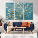 65607-MGV-CV-36X24-Almond Blossom Wall Art – Van Gogh Blue Floral Canvas Print, Elegant Impressionist Painting Decor for Living Room, Bedroom or