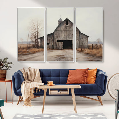 11602-MGV-CV-36X24-Old Barn Wall Art Canvas Print, Framed Rustic Barn Art Picture Print, Old Farmhouse Perfect Rustic Farmhouse Decor Artwork