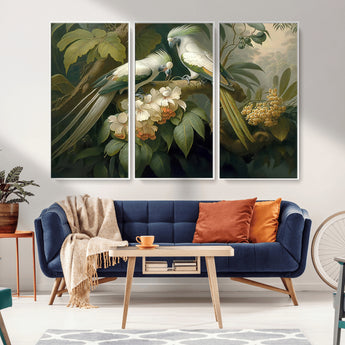 84047-MGV-CV-36X24-Tropical Birds Wall Art – Elegant Botanical Canvas Print, Exotic Nature Decor for Living Room, Bedroom or Office