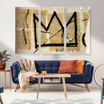 37215-MGV-CV-36X24-Abstract Crown Wall Art – Urban Graffiti Style Canvas Print Modern Street Art Design, Bold Contemporary Decor for Living Room,