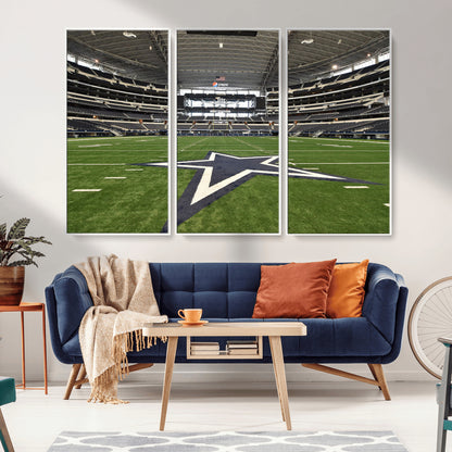 14834-MGV-FC-48X32-3P_White-Dallas Att Stadium Wall Art Canvas Print, Framed Texas NFL Stadium Art Picture Print, American Football Stadium Perfect Sports