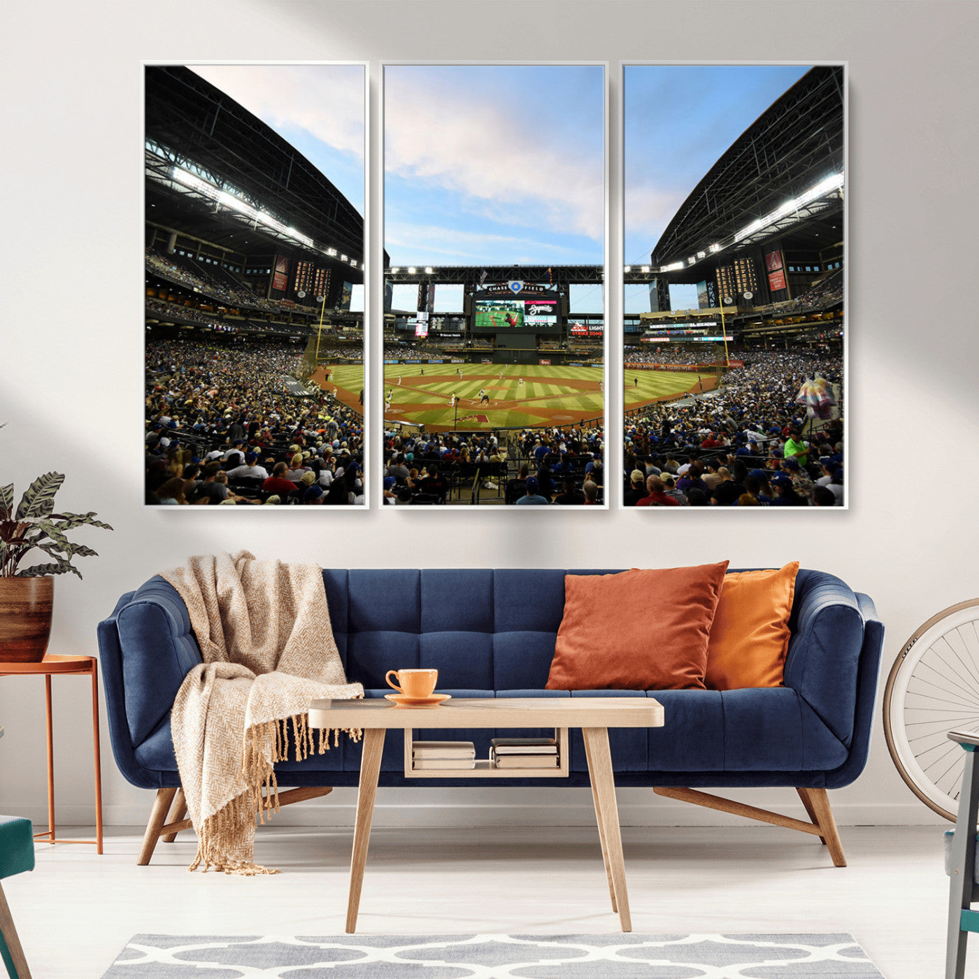 92672-MGV-FC-48X32-3P_White-Chase Field Stadium Wall Art Canvas Print, Framed Arizona Stadium Art Picture Print, Chase Stadium Perfect Sports Room Decor
