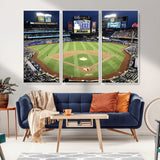 87666-MGV-FC-48X32-3P_White-City Field Stadium Wall Art Canvas Print, Framed New York Stadium Art Picture Print, Citi Field Stadium Perfect Sport Room Decor