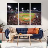 47365-MGV-CV-36X24-Fenway Park Stadium Wall Art Canvas Print, Framed Boston Baseball Stadium Art Picture Print, MLB Stadium Field Perfect Sport Room