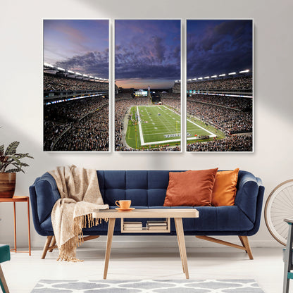 52712-MGV-CV-36X24-Gillette Stadium Field Wall Art Canvas Print, Framed Massachusetts Stadium Art Picture Print, Gillette Stadium Perfect Sport Room