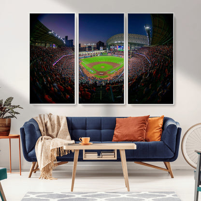 44322-MGV-CV-36X24-Minute Maid Park Wall Art Canvas Print, Framed Houston Astros Stadium Art Picture Print, Houston Astros Field Perfect Sports Room