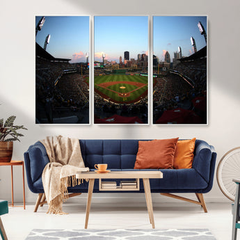 67670-MGV-CV-36X24-PNC Park Stadium Wall Art Canvas Print, Framed Pittsburgh Pirates Stadium Art Picture Print, PNC Park Field Perfect Sport Room