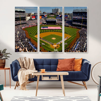 20879-MGV-CV-36X24-Yankee Stadium Wall Art Canvas Print, Framed New York Stadium Art Picture Print, Yankee Field Perfect Sport Room Decor Artwork