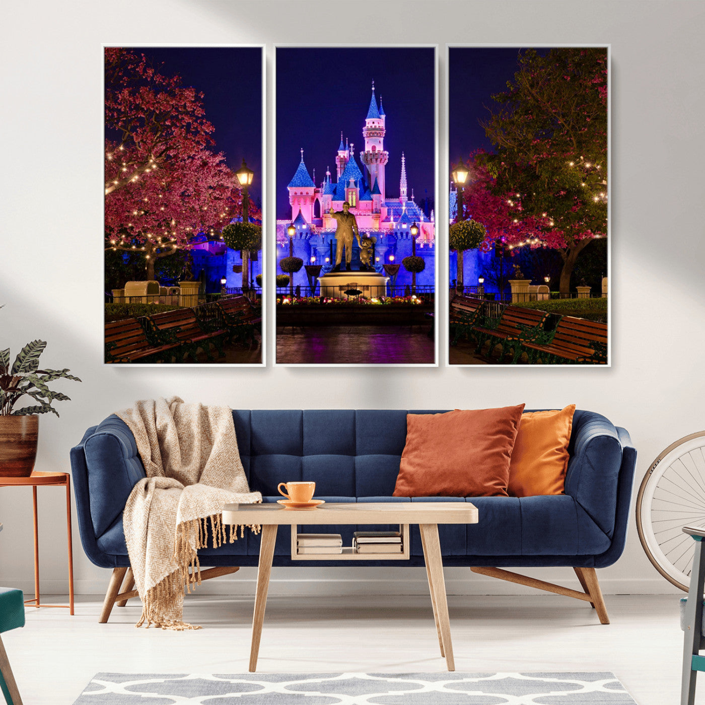 79435-MGV-CV-36X24-Disney Castle Wall Art Canvas Print, Framed Magic Kingdom Art Picture Print, Disney World Perfect Child Room Decor Artwork