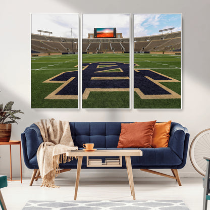 52835-MGV-CV-36X24-Notre Dame Stadium Wall Art Canvas Print, Framed Indiana Stadium Art Picture Print, Notre Dame Field Perfect Sport Room Decor