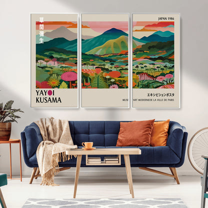 54215-MGV-CV-36X24-Yayoi Kusama Wall Art – Panoramic Japanese Landscape Canvas Print, Modern Abstract Nature Decor for Office, Bedroom or Living Room