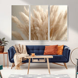 50300-MGV-FC-48X32-3P_White-Pampas Grass Wall Art Canvas Print, Framed Minimalist Pampas Grass Art Picture Print, Beige Pampas Grass Perfect Minimalist Boho