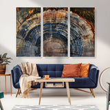 16193-MGV-FC-48X32-3P_White-Tree Ring Wall Art – Abstract Wood Grain Canvas Print, Rustic Nature Texture Artwork Poster for Living Room, Bedroom, Office,