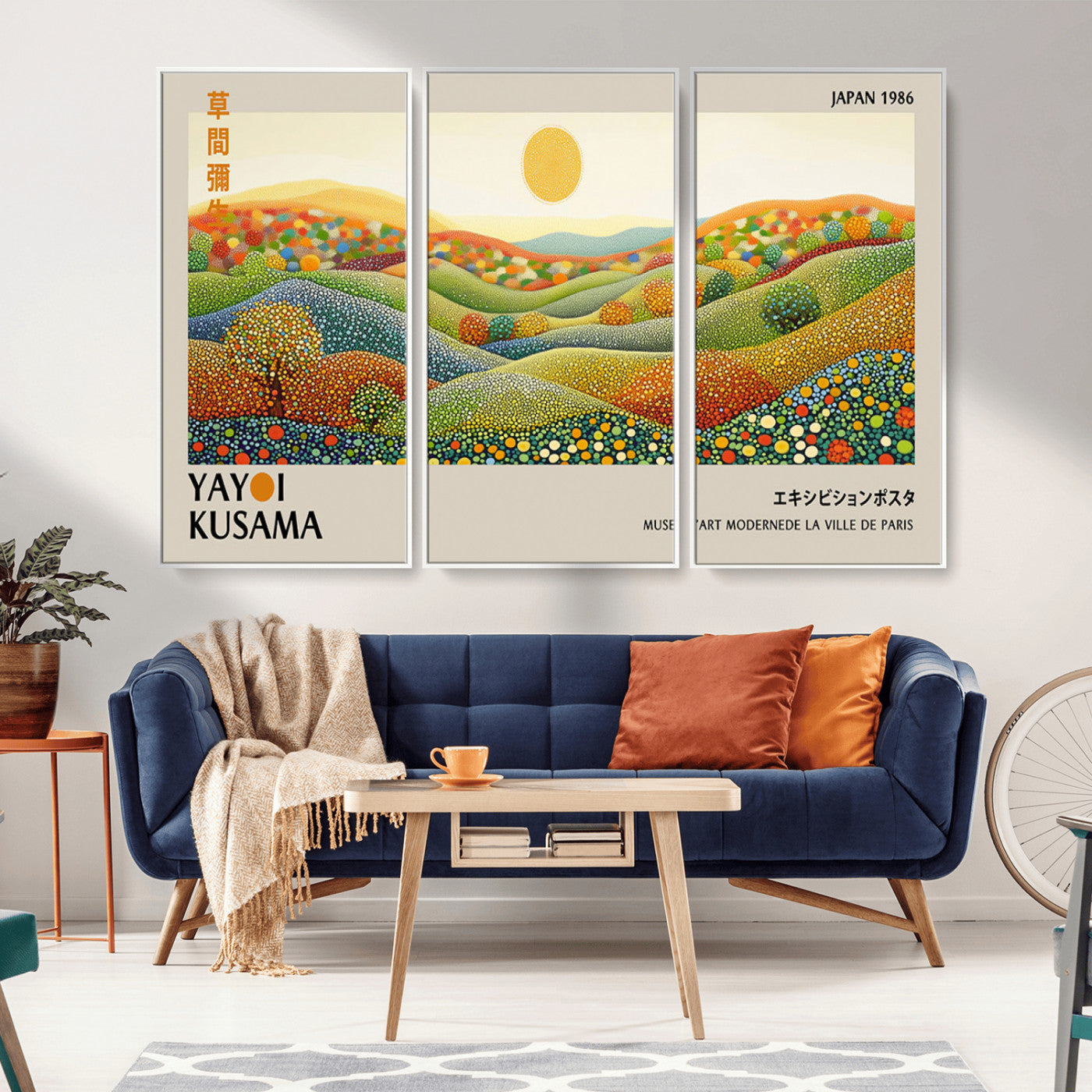 33864-MGV-FC-48X32-3P_White-Pointillism Yayoi Wall Art Canvas Print, Framed Yayoi Kusama Art Picture Print, Yayoi Kusama Dot Perfect Abstract Nature Decor