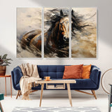 53001-MGV-CV-36X24-Wild Horse Wall Art – Majestic Stallion Canvas Print with Flowing Mane, Rustic Western Style Painting for Living Room, Office or
