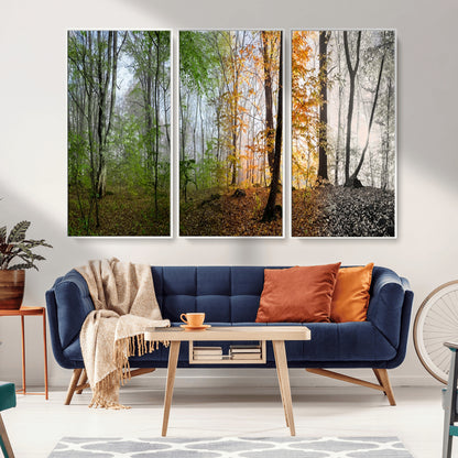 95317-MGV-CV-36X24-Four Seasons Forest Wall Art – Panoramic Nature Canvas Print Showing Spring, Summer, Autumn and Winter Landscape for Living Room,