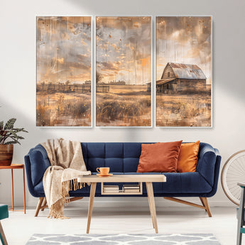 FARM2-MGV-CV-36X24-Rustic Farmhouse Wall Art Canvas Print, Framed Old Barn Art Picture Print, Southwestern Farmhouse Perfect Rustic Decor Artwork