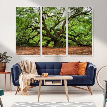 51255351-MGV-CV-36X24-Ancient Tree Wall Art – Majestic Oak Canvas Print, Large Nature Photography, Sacred Forest Landscape Wall Décor, Wisdom Tree