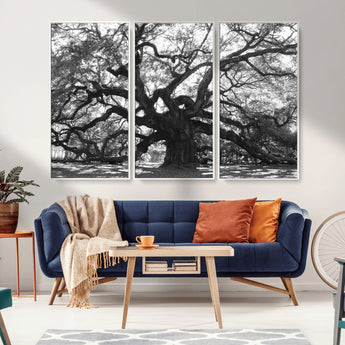 81655611-MGV-CV-36X24-Ancient Oak Wall Art Canvas Print, Framed Twisted Branches Art Picture Print, Gnarled Tree Perfect Moody Nature Decor Artwork