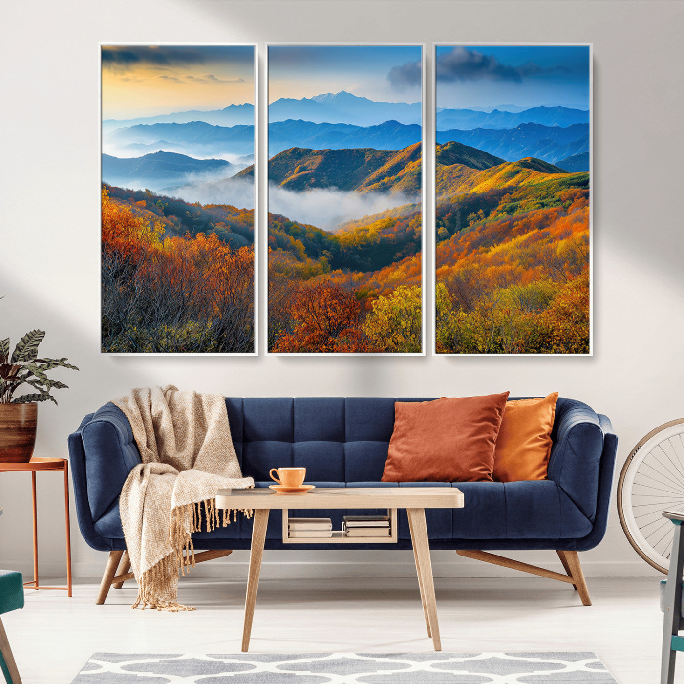 86772247-MGV-CV-36X24-Autumn Mountains Wall Art Canvas Print, Framed Fall Foliage Art Picture Print, Vibrant Hills Perfect Vibrant Nature Decor Artwork