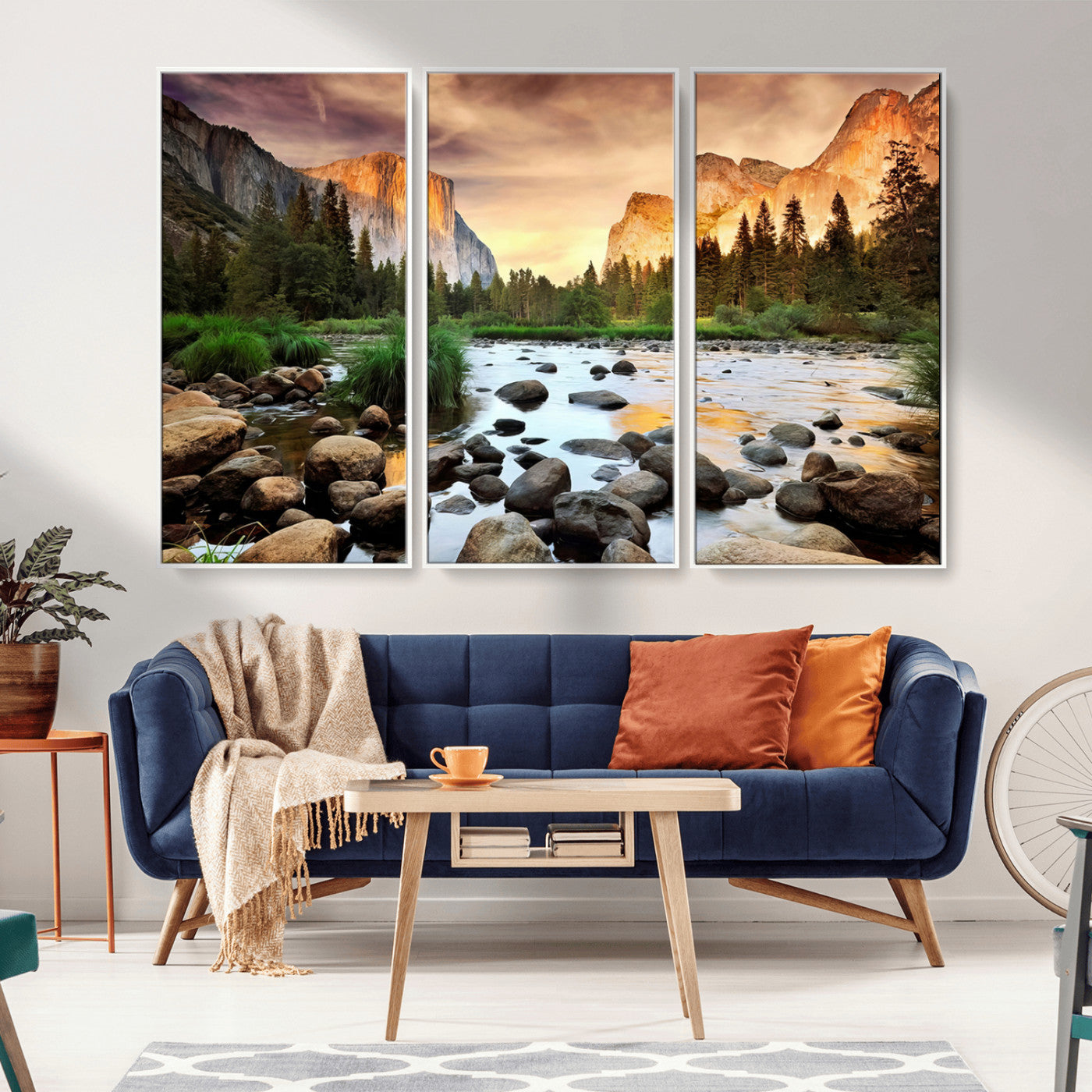 90956031-MGV-CV-36X24-Yosemite Valley Wall Art – Scenic Mountain River Landscape Canvas Print, Nature Photography for Living Room, Bedroom, Cabin,