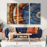 96890915-MGV-CV-36X24-Abstract Tree Ring Wall Art – Rustic Nature Canvas Print with Wood Grain Texture, Modern Earth Tone Artwork for Office, Living