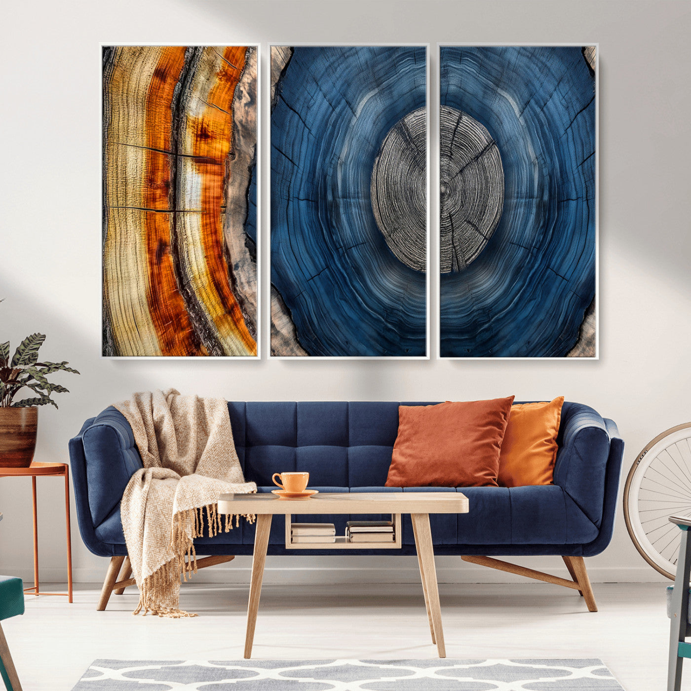 84489410-MGV-CV-36X24-Framed Abstract Tree Ring Wall Art Print, Natural Rustic Wood Texture Canvas Print, Wood Tree Stump Farmhouse, Log Cabin Wooden