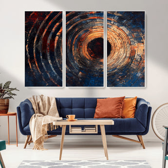 10017879-MGV-FC-48X32-3P_White-Wood Tree Ring Wall Art Canvas Print, Framed Natural Wood Art Picture Print, Rustic Tree Slice Perfect Rustic Decor Artwork