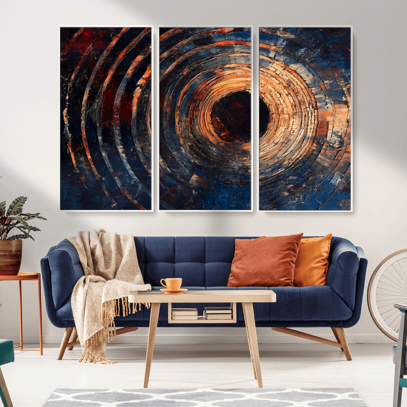 10017879-MGV-CV-36X24-Wood Tree Ring Wall Art Canvas Print, Framed Natural Wood Art Picture Print, Rustic Tree Slice Perfect Rustic Decor Artwork