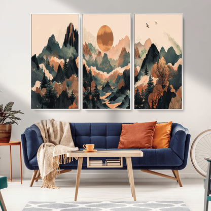 46509506-MGV-FC-48X32-3P_White-Mountain Wall Art – Sunset Canvas Print, Nature Inspired Artwork, Scenic Wall Decor for Living Room, Bedroom, Office