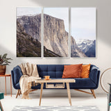 74506434-MGV-FC-48X32-3P_White-El Capitan Wall Art Canvas Print, Framed Yosemite Cliff Art Picture Print, Sierra Nevada Perfect Sierra Minimalism Decor Artwork