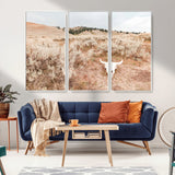 97234735-MGV-FC-48X32-3P_White-Rustic Bones Wall Art Canvas Print, Framed Desert Sage Art Picture Print, Prairie Skull Perfect Minimal Rustic Decor Artwork