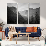 39278955-MGV-FC-48X32-3P_White-Yosemite Valley Wall Art Canvas Print, Framed El Capitan Art Picture Print, Misty Mountain Perfect Modern Rustic Decor Artwork