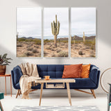 96147924-MGV-CV-36X24-Saguaro Cactus Wall Art Canvas Print, Framed Desert Cactus Art Picture Print, Earthy Desert Perfect Southwestern Boho Decor