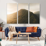 42338636-MGV-FC-48X32-3P_White-Golden Mountain Wall Art Canvas Print, Framed Misty Summit Art Picture Print, Rugged Landscape Perfect Moody Wilderness Decor
