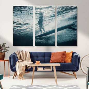 71192524-MGV-CV-36X24-Submerged Surf Wall Art Canvas Print, Framed Underwater Perspective Art Picture Print, Ocean Surf Perfect Coastal Adventure Decor