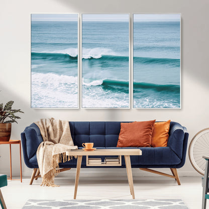 73692470-MGV-CV-36X24-Ocean Swell Wall Art Canvas Print, Framed Surf Waves Art Picture Print, Blue Water Perfect Coastal Dynamic Decor Artwork