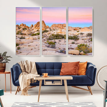 96167137-MGV-CV-36X24-Vibrant Sunset Sky Wall Art Canvas Print, Framed Joshua Tree Art Picture Print, Rugged Terrain Perfect Southwestern Boho Decor