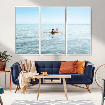 32624554-MGV-FC-48X32-3P_White-Swimming Relaxation Wall Art Canvas Print, Framed Peaceful Water Art Picture Print, Clear Sea Perfect Minimalist Aquatic Decor