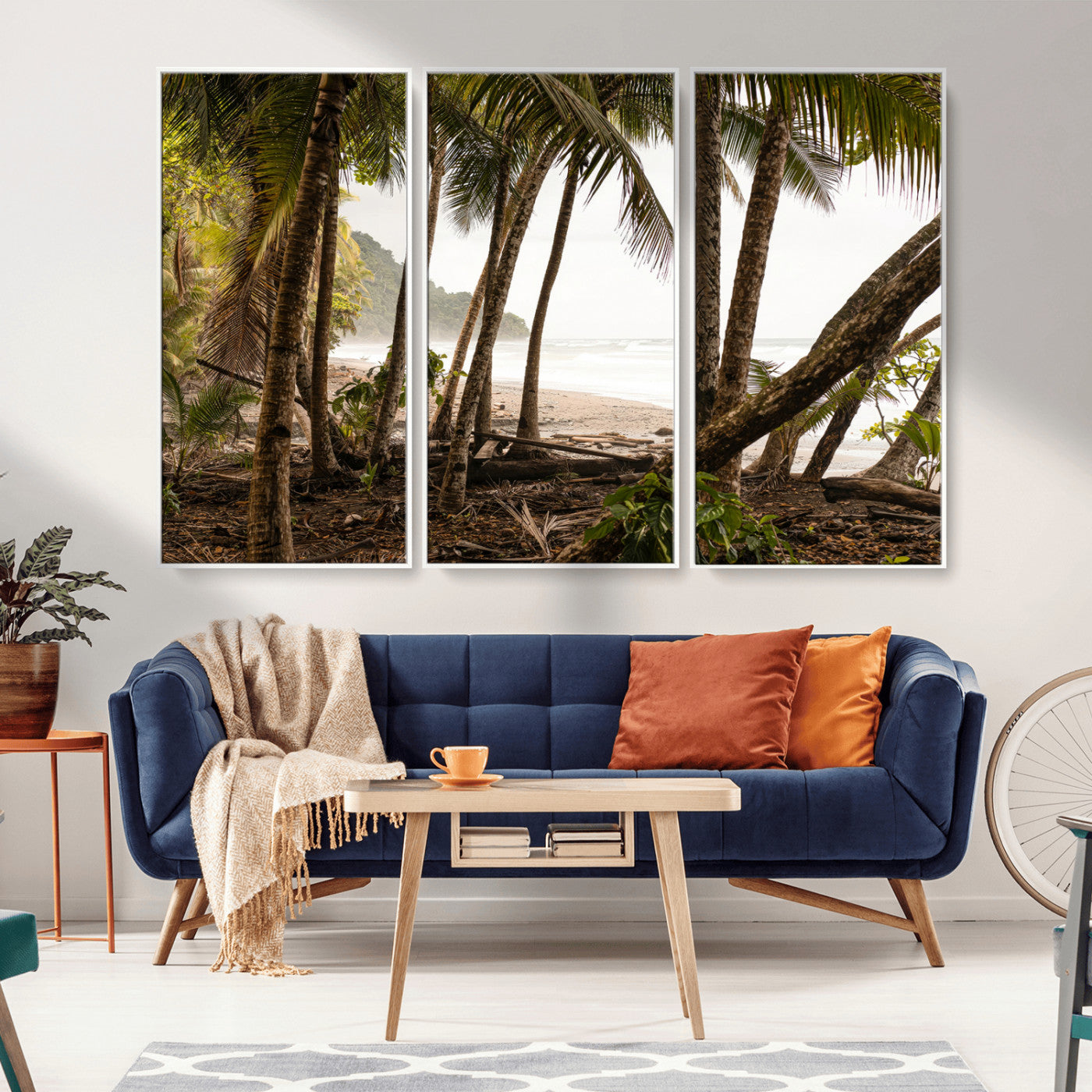 92093951-MGV-CV-36X24-Tropical Jungle Wall Art Canvas Print, Framed Palm Tree Forest Art Picture Print, Coastal Escape Perfect Jungle Retreat Decor