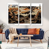 96372548-MGV-CV-36X24-Japanese Landscape Wall Art Print – Mt. Fuji Poster with Bonsai Tree & River, Ukiyo-e Inspired Modern Japanese Artwork, Autumn