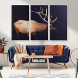 89239257-MGV-CV-36X24-Bull Elk Decor Wall Art Canvas Print, Framed Elk Photography Art Picture Print, Rustic Wildlife Perfect Rustic Lodge Decor Artwork
