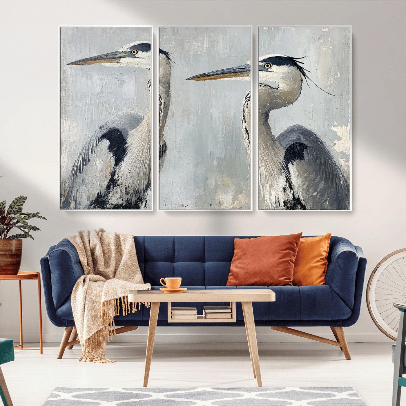 19427826-MGV-CV-36X24-Bird Canvas Decor Wall Art Canvas Print, Framed Coastal Bird Pair Art Picture Print, Minimalist Wildlife Wall Perfect Coastal