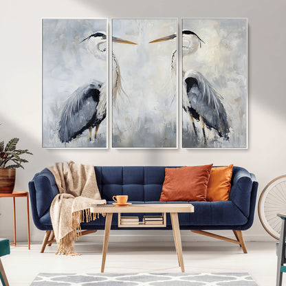 90806932-MGV-CV-36X24-Heron Wall Art Wall Art Canvas Print, Framed Bird Canvas Decor Art Picture Print, Nature Inspired Perfect Coastal Minimalist Decor