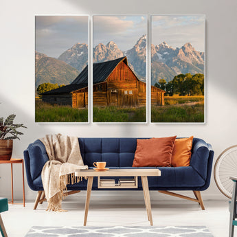 31771014-MGV-CV-36X24-Rustic Barn Wall Art Canvas Print, Framed Western Landscape Art Picture Print, Farmhouse Style Perfect Rustic Farmhouse Decor